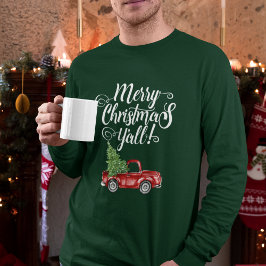 Frohe Weihnachten Y'all Vintag Truck Green M T-Shirt