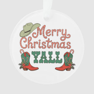 Frohe Weihnachten Yall Western Country Cowboy Weih Ornament