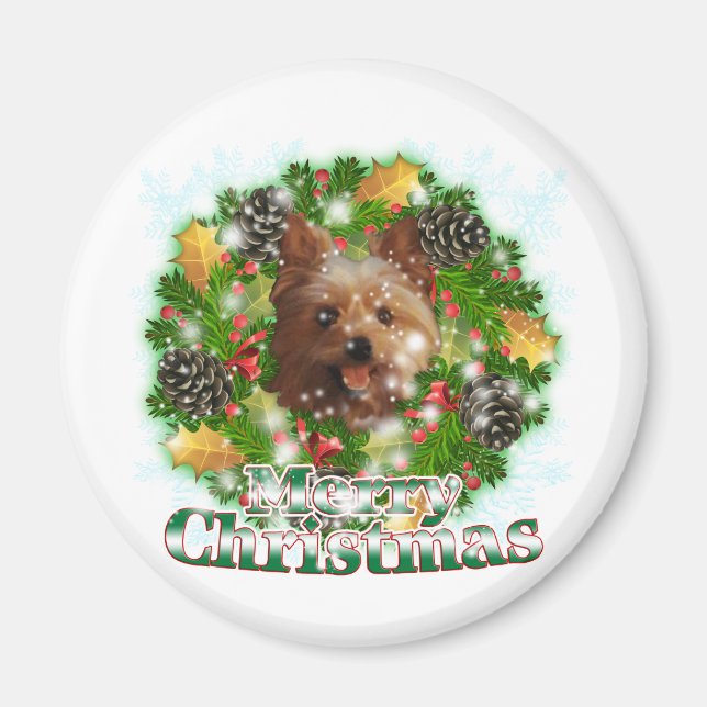 Frohe Weihnachten Yorkie Magnet (Vorne)