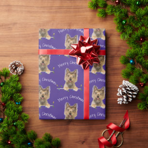 Frohe Weihnachten Yorkshire Terrier auf Lila Geschenkpapier