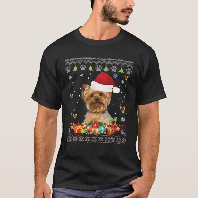 Frohe Weihnachten Yorkshire Terrier Dog Ugly Sweat T-Shirt (Vorderseite)