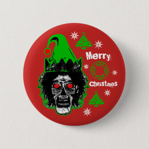 Frohe Weihnachten Zombie Rote Augen Stil 2 Button