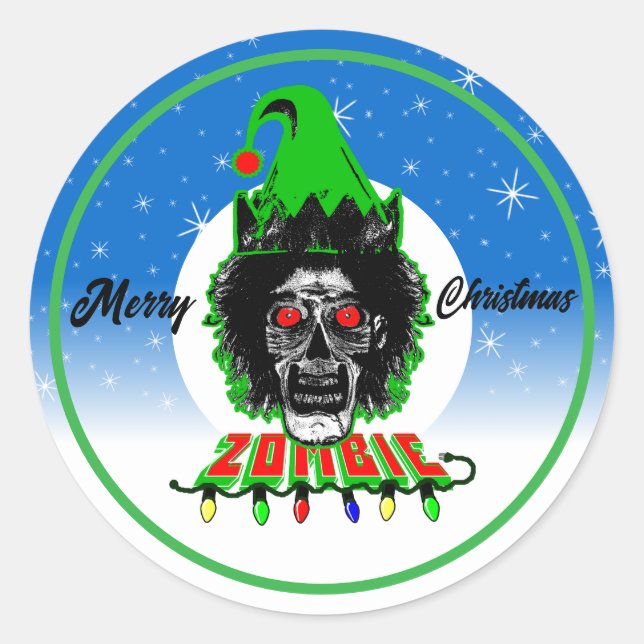 Frohe Weihnachten Zombie Runder Aufkleber (Vorderseite)