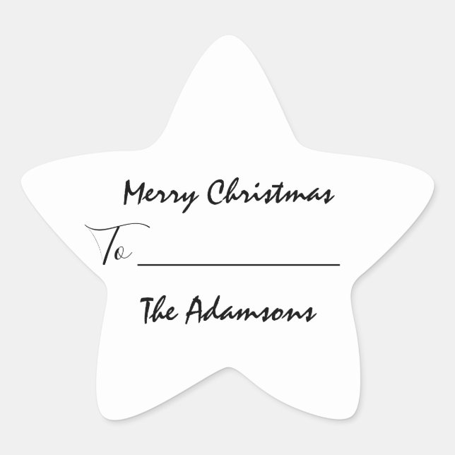 Frohe Weihnachten zu... von Familienname Holidays  Stern-Aufkleber (Vorderseite)