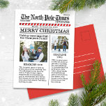 Frohe Weihnachten Zwei Foto Whimsical Fun Newspape<br><div class="desc">Extra Extra lesen Sie alles darüber. Die North Pole Times bringt euch die neuesten und beststen Artikel aus dem Nordpol, Grüße an alle mit dieser liebenswerten und lustigen Art, frohe Weihnachten und glückliche Feiertage zu senden. Dieses Design erlaubt es Ihnen, so viel zu Ihrer Grußkarte hinzuzufügen. Sie können Ihre Lieblingsveranstaltungen...</div>