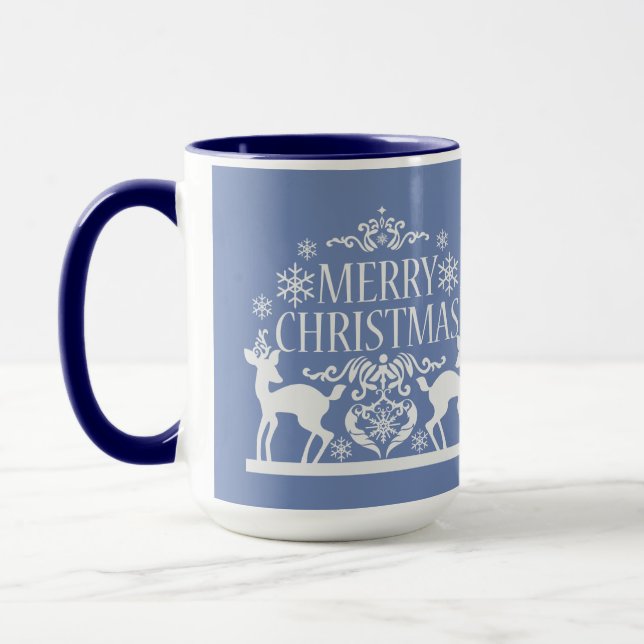 Frohe Weihnachten Zwei Tone Tasse-Blue Tasse (Links)