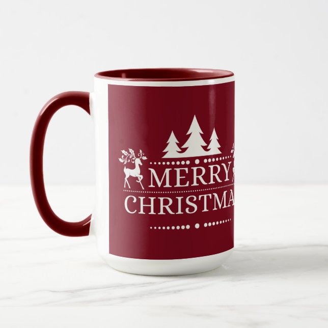Frohe Weihnachten Zwei Tone Tasse-Deep Red Tasse (Links)