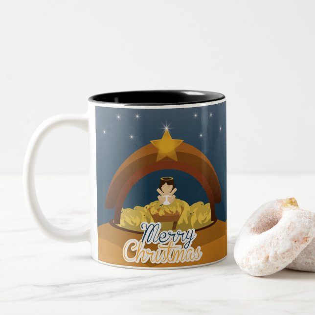 Frohe Weihnachten Zweifarbige Tasse (Mit Donut)