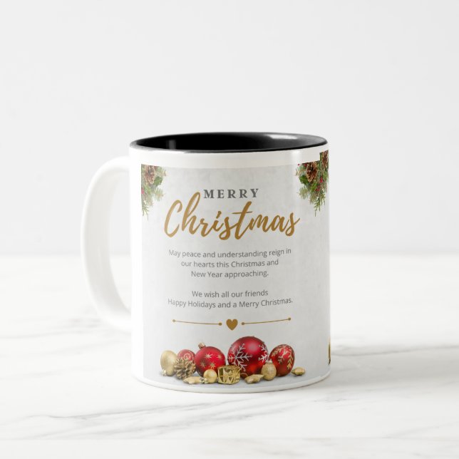 Frohe Weihnachten Zweifarbige Tasse (Vorderseite Links)