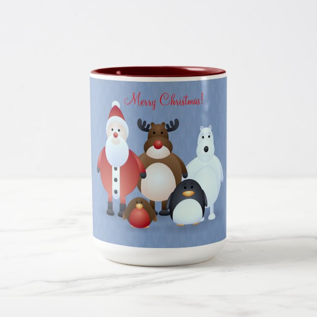 Frohe Weihnachten Zweifarbige Tasse (Mittel)