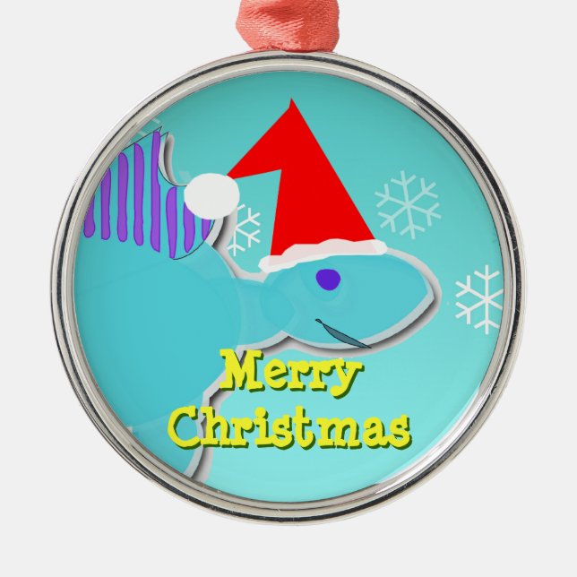 Frohe Weihnachtenblaue Stegosaurus-Dino-Verzierung Silbernes Ornament (Vorne)