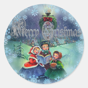 FROHE WEIHNACHTENCAROLERS durch SHARON SHARPE Runder Aufkleber