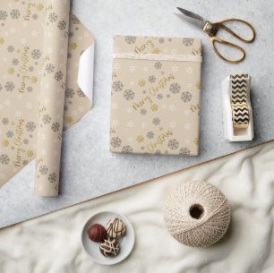 Frohe WeihnachtenElegante Golden Snowflakes Geschenkpapier