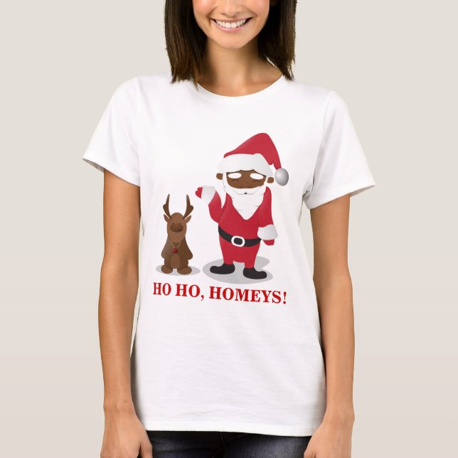 Frohe WeihnachtenHomeboys: Schwarze Sankt u. T-Shirt (Vorderseite)