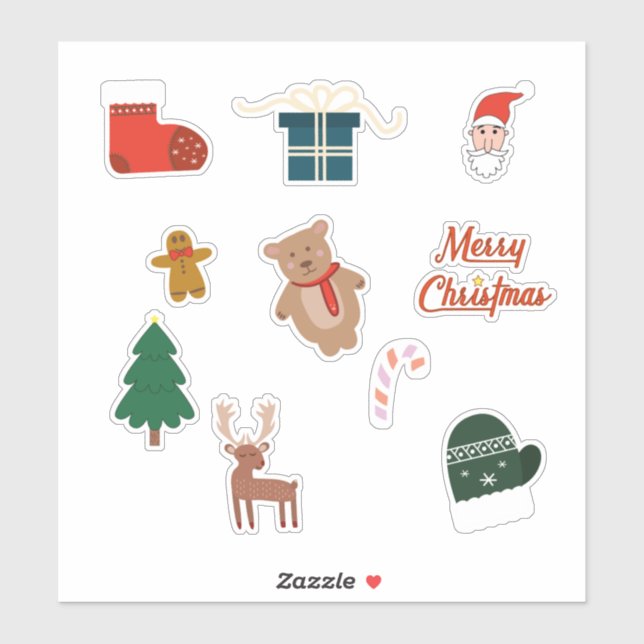 Frohe Weihnachts 10-Set Sticker Pack (Blatt)