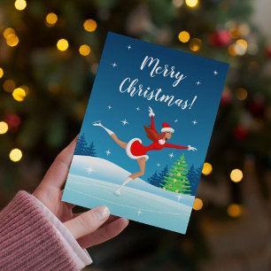 Frohe Weihnachts Abbildung Skaten Girl Holiday Car Feiertagskarte