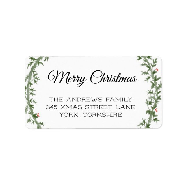 Frohe Weihnachts-Abend-Grüne Rücksendeadresse Adressaufkleber (Vorne)