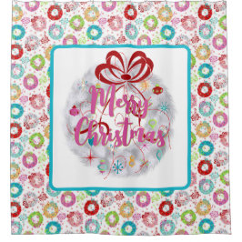 Frohe Weihnachts-Aluminium Wreath Retro Weihnachte Duschvorhang