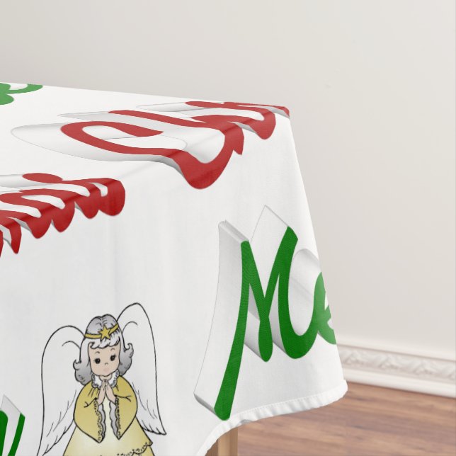 Frohe Weihnachts Angel Rot-Grün-Skript Tischdecke (Beispiel)