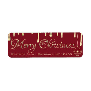 Frohe Weihnachts-Apiary-Label Gold Tropfen Honig