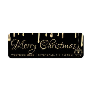 Frohe Weihnachts-Apiary-Label Gold Tropfen Honig