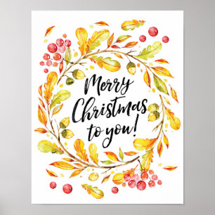 Frohe Weihnachts-Aquarell-Poster drucken Poster