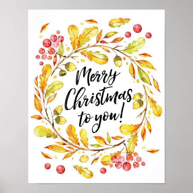 Frohe Weihnachts-Aquarell-Poster drucken Poster (Vorne)
