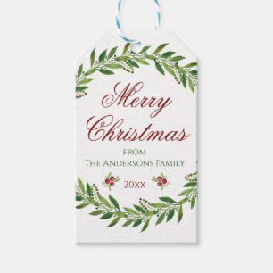 Frohe Weihnachts-Aquarellenfamilie Geschenkanhänger