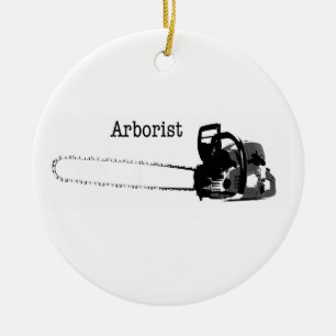 Frohe Weihnachts-Arborist Tree Chirurg Kettensäge Keramik Ornament