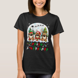 Frohe Weihnachts Asl Gebärdensprache Drei Santa Pe T-Shirt