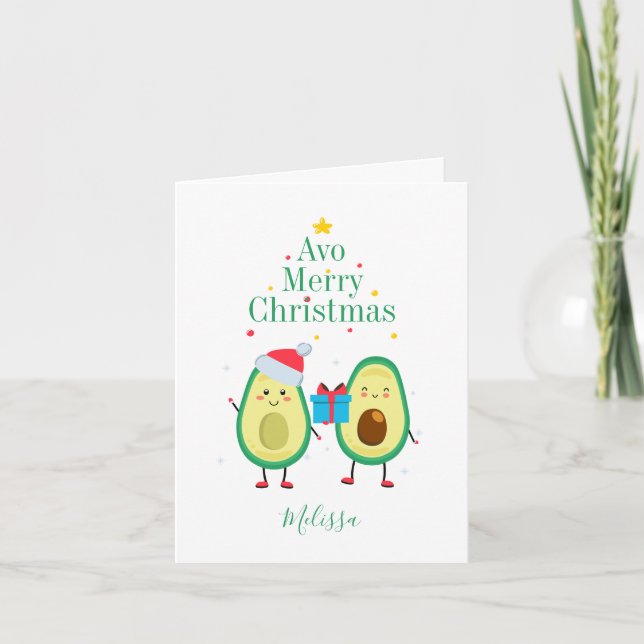 Frohe Weihnachts Avocado Personalisiert Illustrati (Vorderseite)