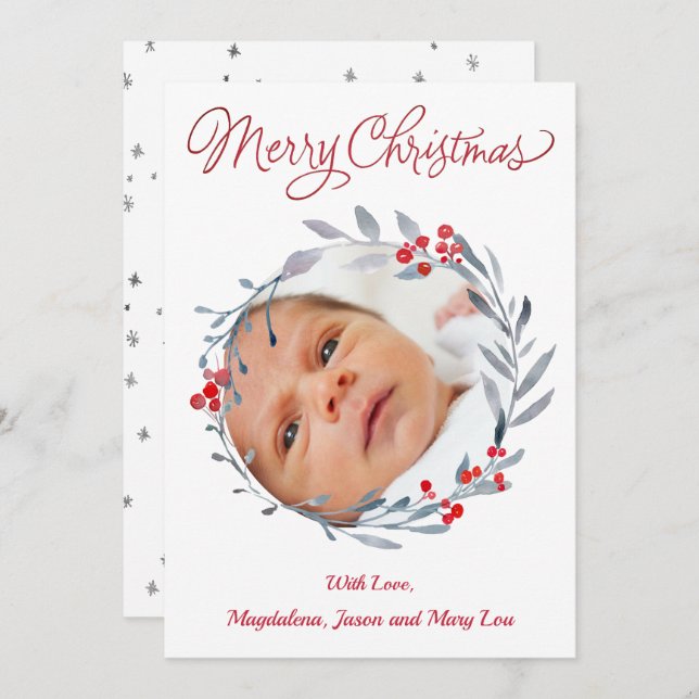 Frohe Weihnachts-Baby-Ankündigungskarte Karte (Vorne/Hinten)