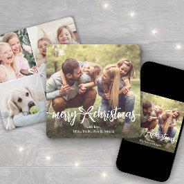 Frohe Weihnachts-Band & Bow Moderne Fotosammlung Feiertagskarte