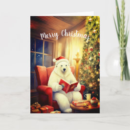 Frohe Weihnachts-Bärenlesung in einer gemütlichen  Karte
