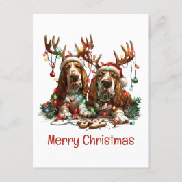 Frohe Weihnachts-Basset-Hunde Postkarte