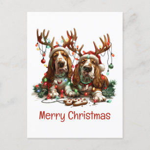 Frohe Weihnachts-Basset-Hunde Postkarte