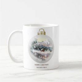 Frohe Weihnachts Bauble Ornament Bergschnee Kaffeetasse