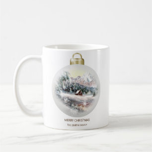 Frohe Weihnachts Bauble Ornament Bergschnee Kaffeetasse