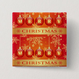 Frohe Weihnachts Baubles Red Gold Ornaments Button