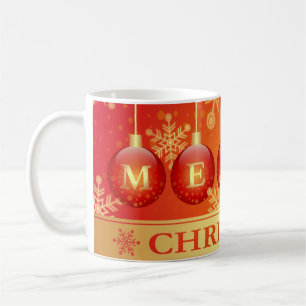 Frohe Weihnachts Baubles Red Gold Ornaments Kaffeetasse