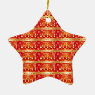 Frohe Weihnachts Baubles Red Gold Ornaments Keramik Ornament