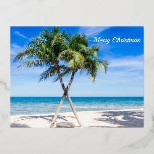Frohe Weihnachts Beach Palmen Folien Feiertagspostkarte