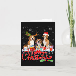Frohe Weihnachts-Beagle Dog Santa Reindeer Light X Karte