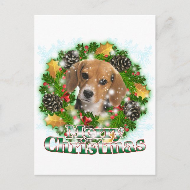 Frohe Weihnachts-Beagle Feiertagspostkarte (Vorderseite)