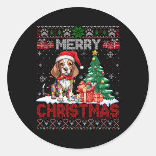 Frohe Weihnachts-Beagle Hund Lover Ugly Xmas Sweat Runder Aufkleber