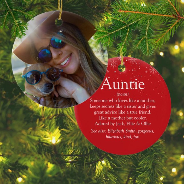 Frohe Weihnachts Beste Tante Tante Tante Definitio Keramik Ornament (Merry Christmas Best Aunt Auntie Definition Photo Ceramic Ornament)