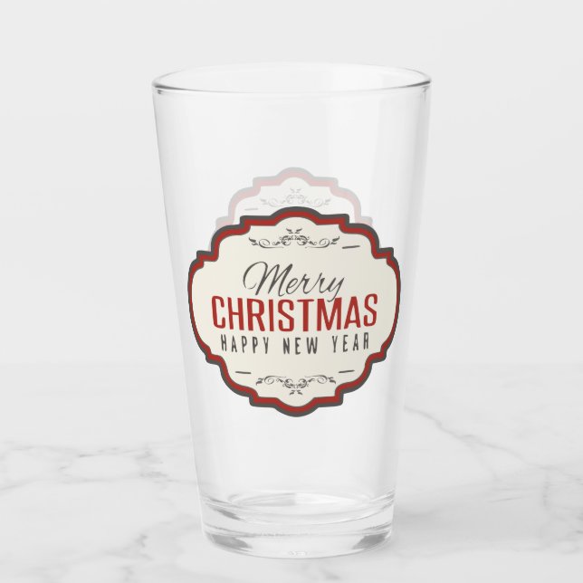 Frohe Weihnachts-Bierbrille Glas (Vorderseite)