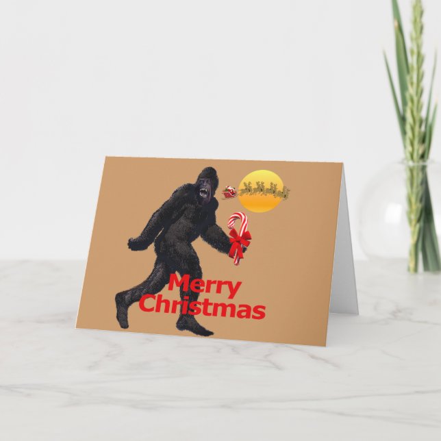 Frohe Weihnachts-Bigfoot Feiertagskarte (Vorderseite)