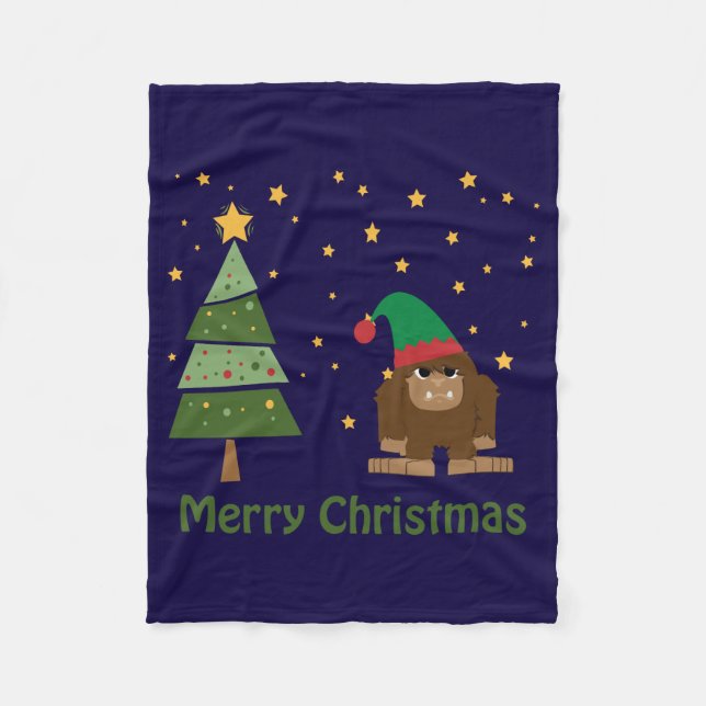 Frohe Weihnachts-Bigfoot Fleecedecke (Vorderseite)