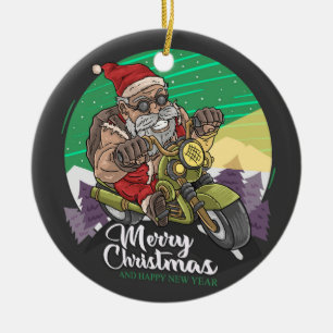 Frohe Weihnachts-Biker-Keramik Ornament